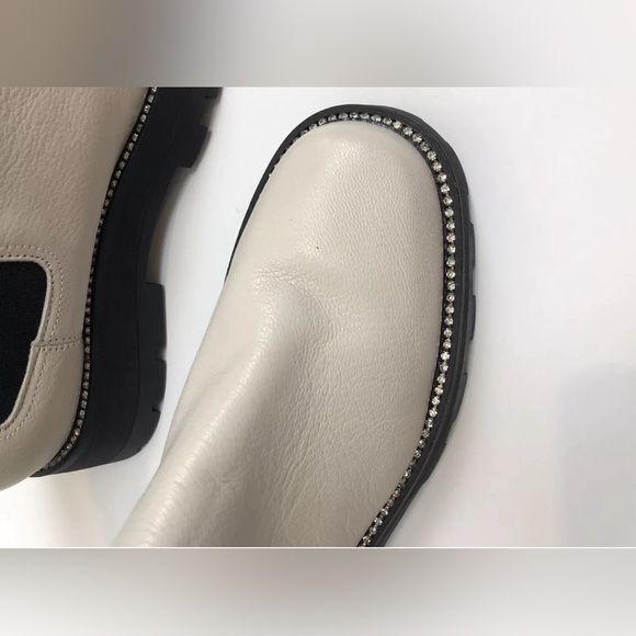 Karl Lagerfeld Paris Womens Beige Mayde Toe Block Heel Leather Chelsea Sz 10 - Picture 10 of 11